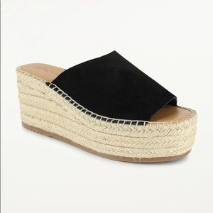Splendid Leia Black Suede & Tan Espadrille Wedges 9  - New in Box